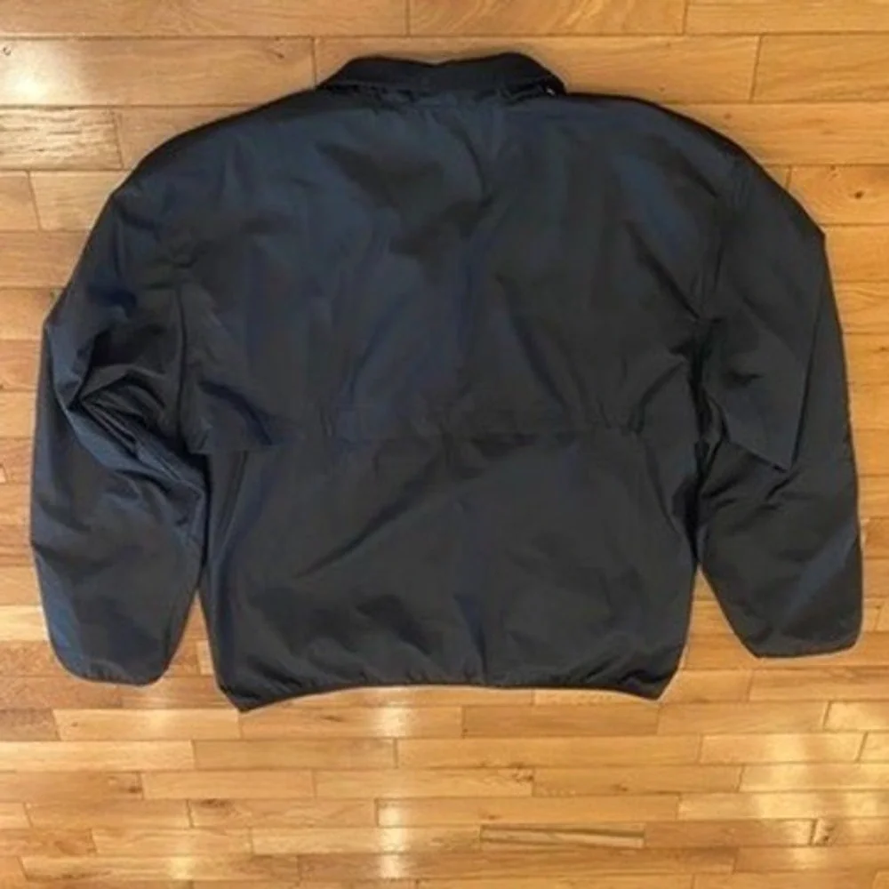 Adidas Womens Quarter Zip Windbreaker Black White Three Stripe Jacket Large